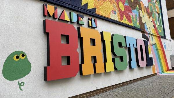 Made in Bristol colourful relief mural.